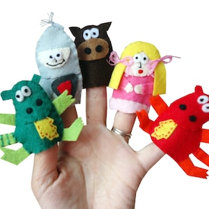 Kids Finger Puppets, Stocking Filler, Party Favours, Felt Finger Puppets, Gift for Boys