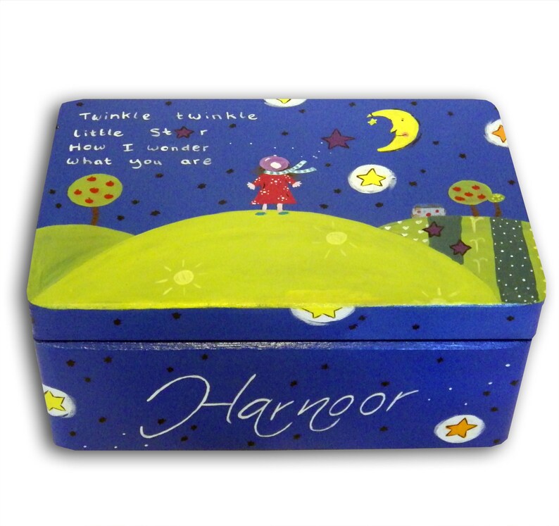 Personalised Twinkle Twinkle Little Star Wooden Keepsake Box, Baby ...