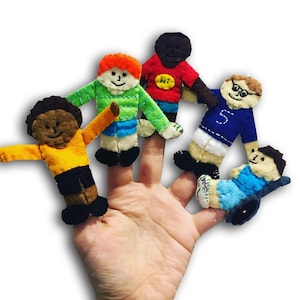 Boy Finger Puppets, Teaching Acessory, Traditional Toys, Stocking Filler, Felt Puppets