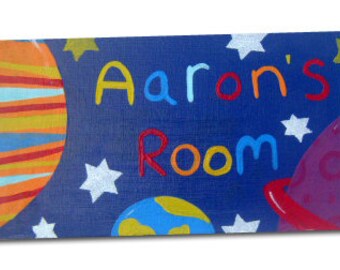 Space Door Sign, Personalised Door Sign, Personalized Door Sign, Gift for Boys, Space Decor, Stocking Filler