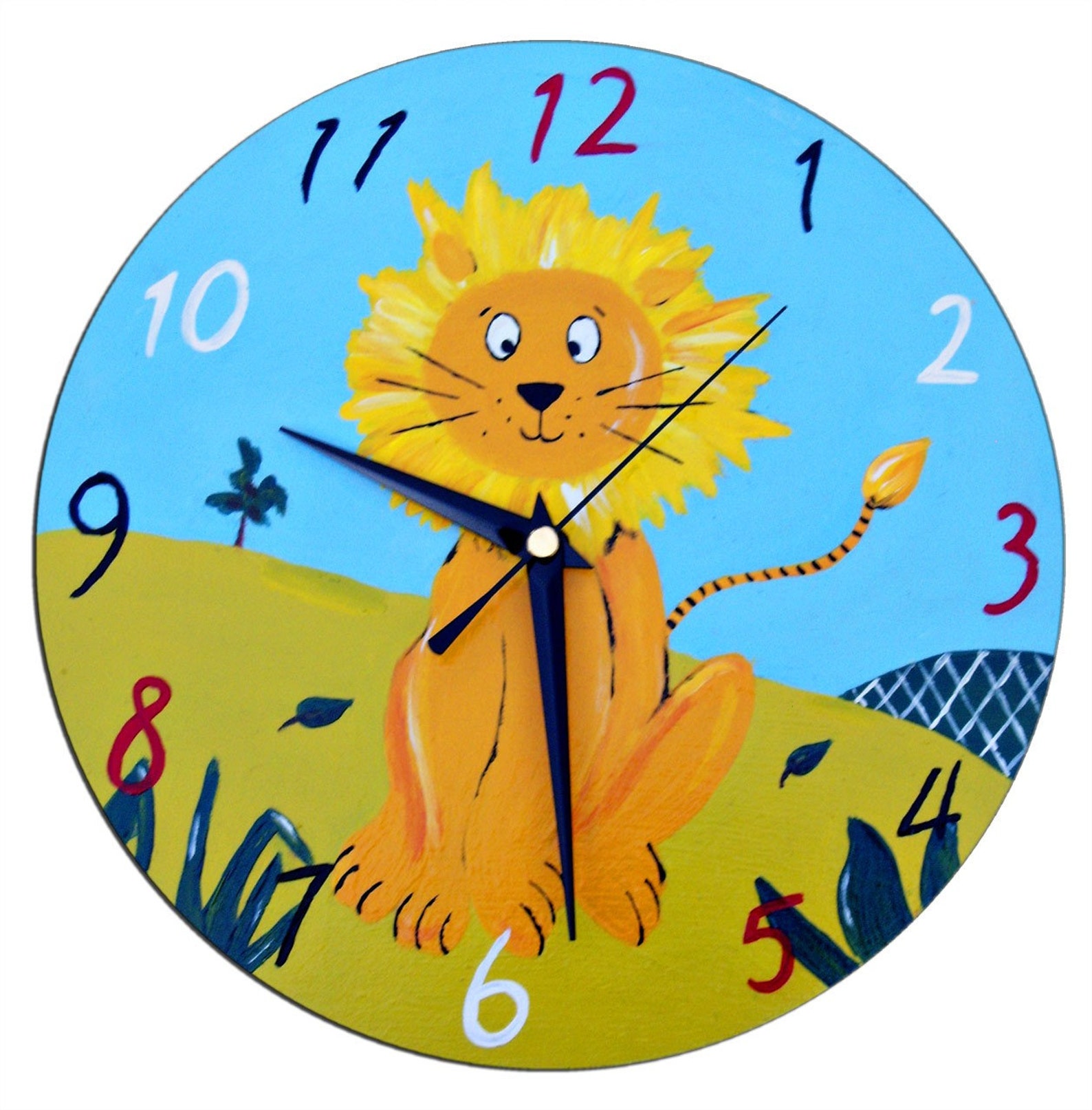 Kids Lion Clock Jungle Decor Boys Room Nursery Wall Clock Etsy