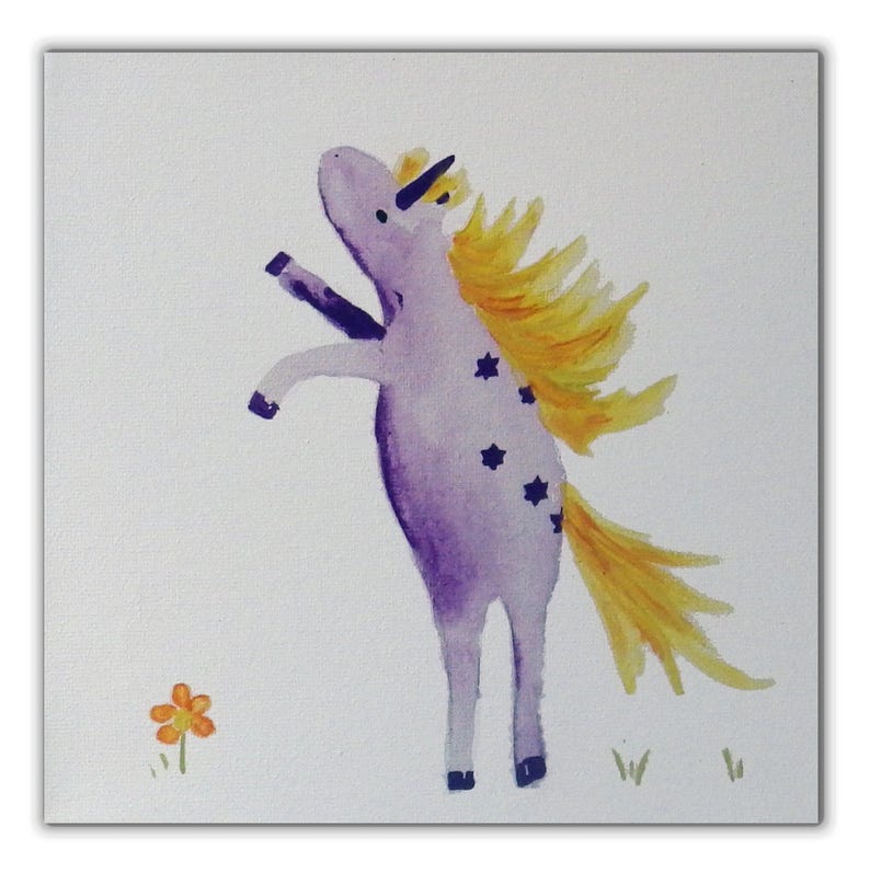 Unicorn and Rainbow Art Painting on Canvas x 4 Nursery Etsy