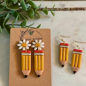 Pencil Earrings - Handmade Teacher Earrings, Back to School Jewelry, Polymer Clay Earrings, Teacher Gift, Teacher Appreciation Gift