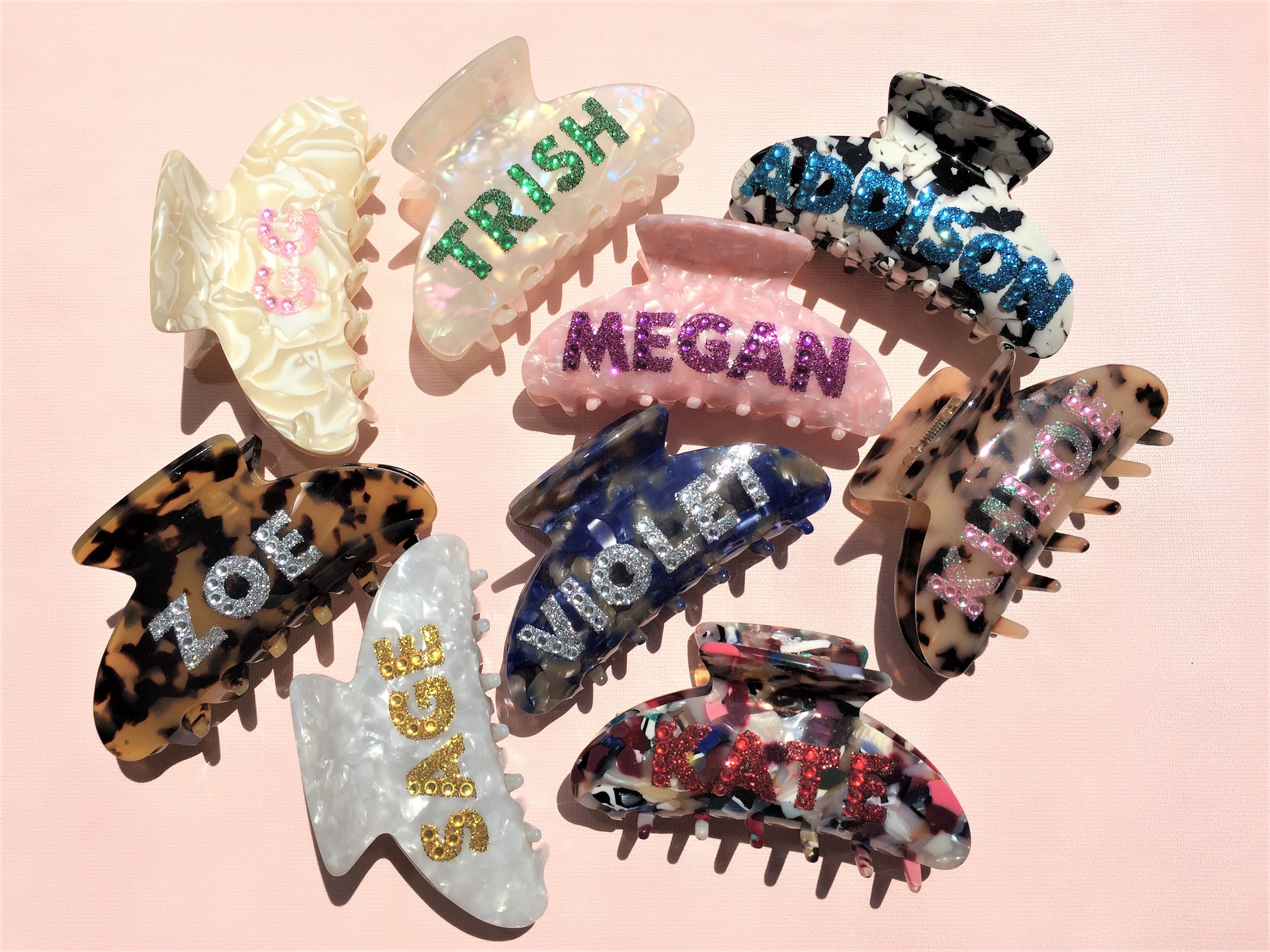 Personalized Hair Clip, Custom Acetate Claw Clip, Name Hair Clip, Bridesmaid Gift, Gameday Hair Clip, Birthday Gift, Wedding Gift