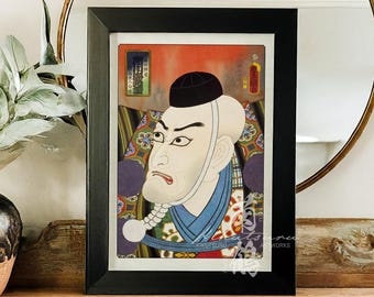 Japans wanddecor – vintage Kabuki-acteur Benkei-print van Utagawa Toyokuni, klassieke samoeraiportretkunstposter. Ukiyo-e-poster
