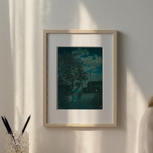Kawase Hasui Japanese Woodblock Print: Peaceful Village Landscape