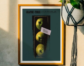 Retro Japanese Art Print by Shigeo Okamoto – Vintage 1980s Graphic Design Exhibition Poster, Mid Century Modern Wall Decor