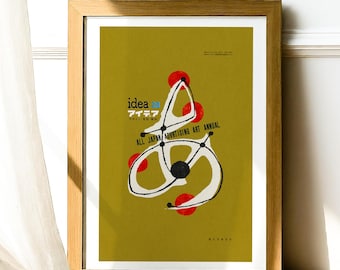 Japanese Magazine Poster 1958 Mid Century Modern Japan Ad Art Japanese Pop Art Print Retro Wall Art Japanese Alphabet Poster Minimalist Art