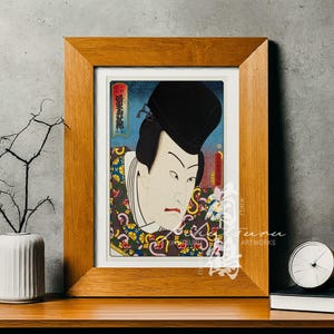 Utagawa Toyokuni Ukiyo-e Art Print, portret van Bando Hikosaburo in de rol van Ono no Michikaze, Kabuki Art Poster.