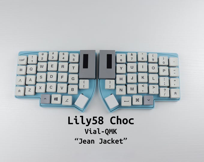 Lily58 Low Profile Split Keyboard "Jean Jacket"