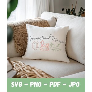サワードウブレッド、鶏卵、自家栽培野菜が入ったHomestead Mama SVGデジタルダウンロード、シャツ、マグカップ、室内装飾、ギフト用のHomestead PNG 画像 3