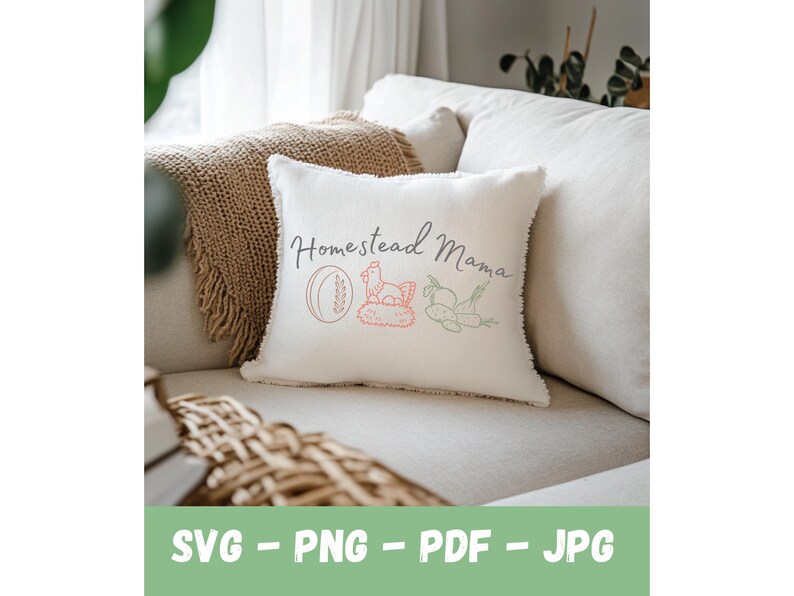 サワードウブレッド、鶏卵、自家栽培野菜が入ったHomestead Mama SVGデジタルダウンロード、シャツ、マグカップ、室内装飾、ギフト用のHomestead PNG 画像 3