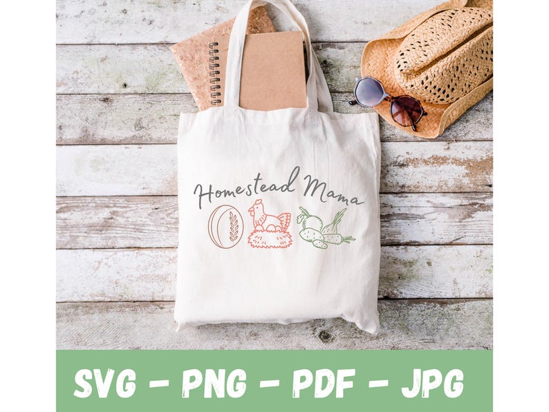 サワードウブレッド、鶏卵、自家栽培野菜が入ったHomestead Mama SVGデジタルダウンロード、シャツ、マグカップ、室内装飾、ギフト用のHomestead PNG 画像 6
