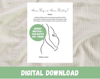 How Big is Her Belly Game, Minimalist Baby Shower Activity (Digital Download)