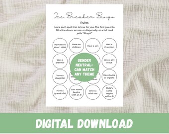 Baby Shower Ice Breaker Bingo Game, Gender Neutral Party Activity (Digital Download)