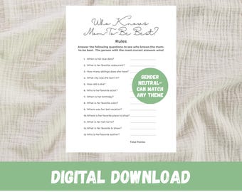 Who Knows Mom Baby Shower Game (Digital Download)