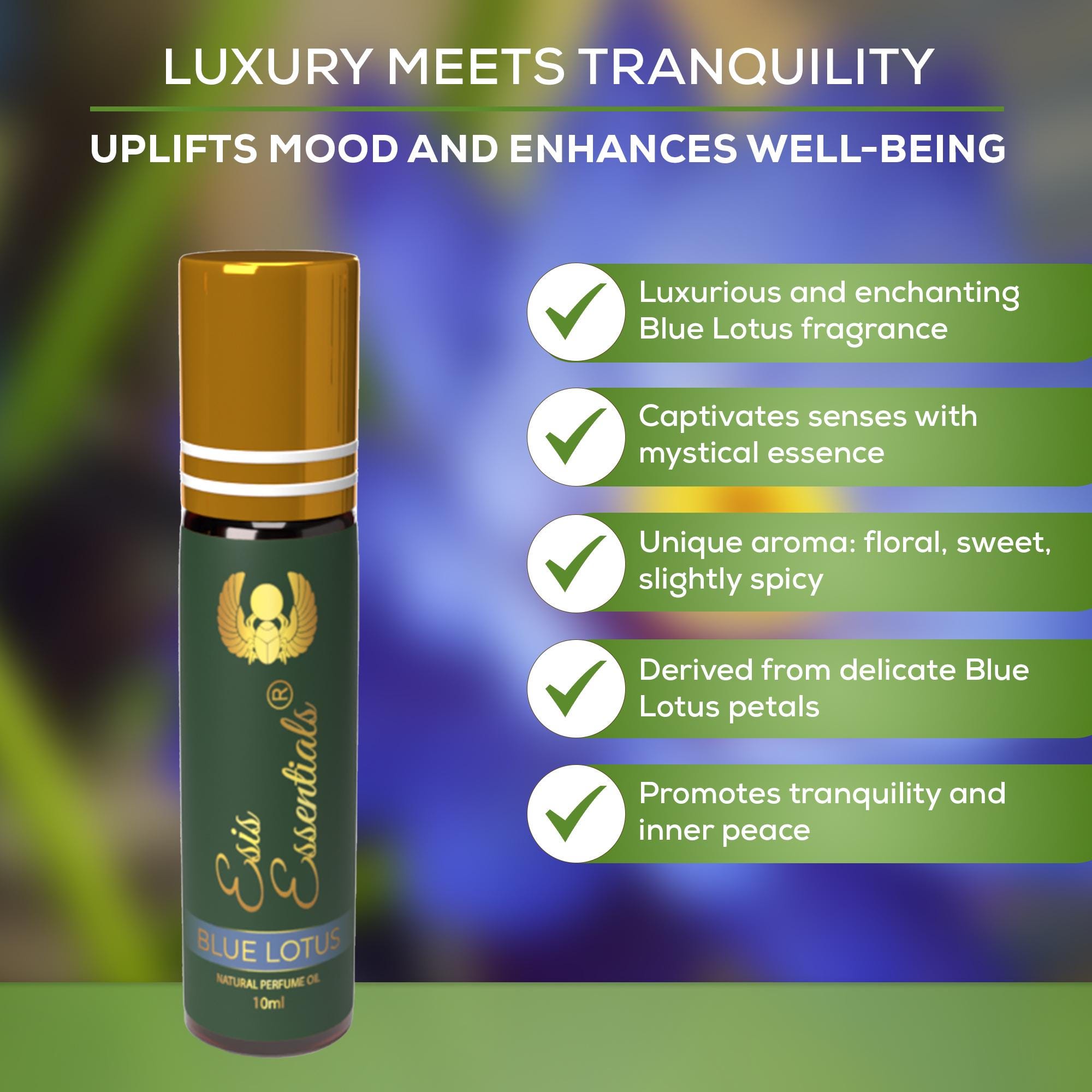 エジプシャンブルーロータス パフュームオイル、ヴィーガンロールオン