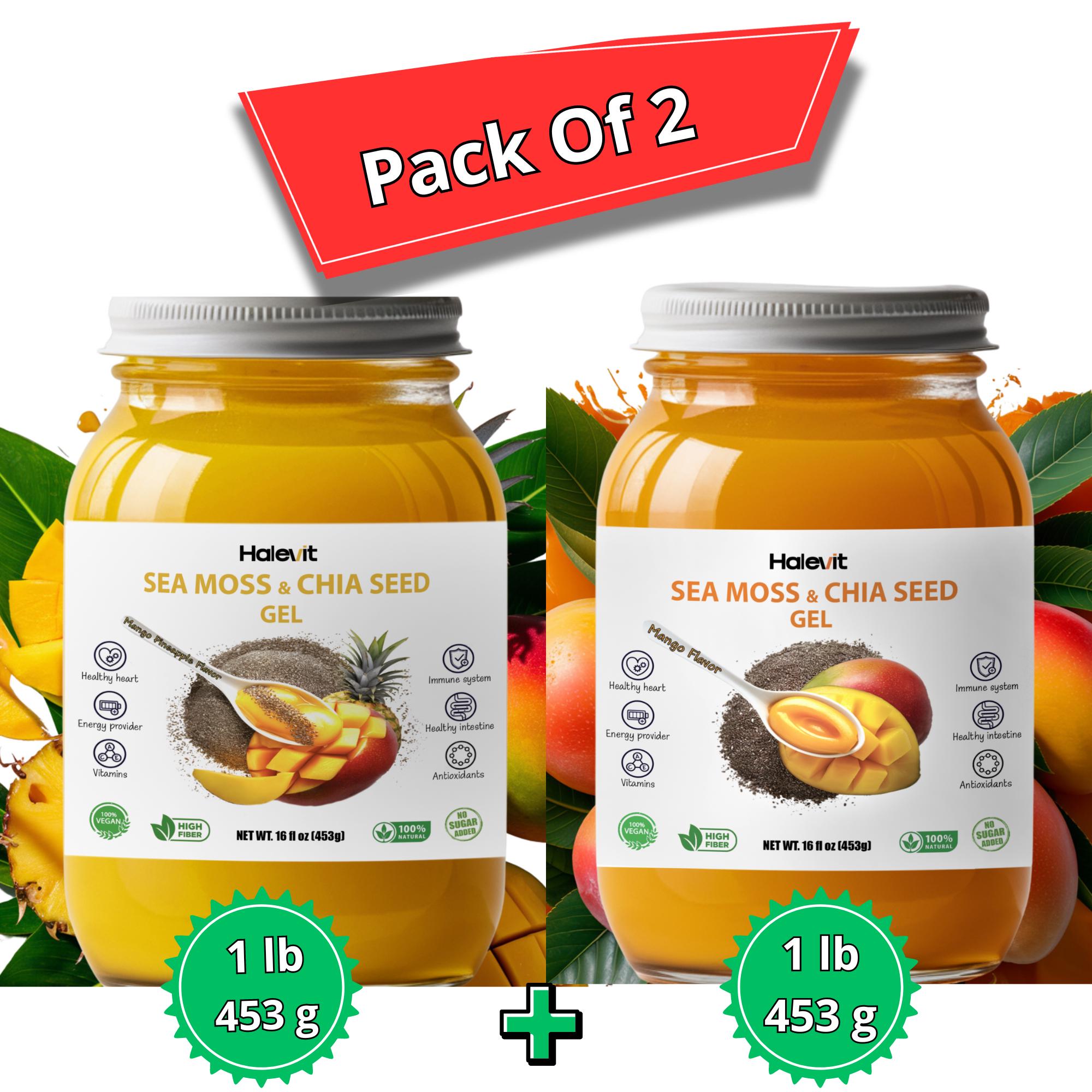 Sea Moss Gel With Chia Seed | Vegan | High Iodine, Fiber | Omega-3 | Mango-pineapple,  Mango Flavour | Made in USA - 16 Oz | Pack of 2 Jars - Etsy