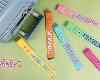 Personalized Canvas Luggage Strap: Monogrammed Bag Tag, Custom Logo Option