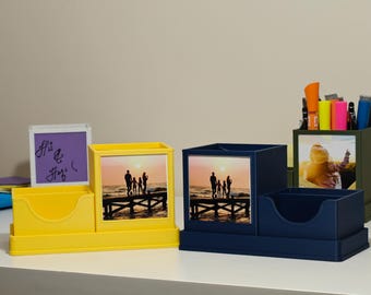 Matching Desk Organizer Set: Photo Display, Pen & Note Holders, Personalized Office Decor
