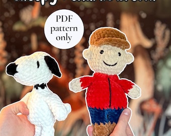 Zestaw wzorów na szydełkowe amigurumi Charliego Browna i Snoopy'ego – szycie w niskiej temperaturze (plik PDF do pobrania w wersji cyfrowej)