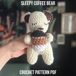 PATTERN Sleepy Coffee Bear - Easy Crochet PDF Digital Download