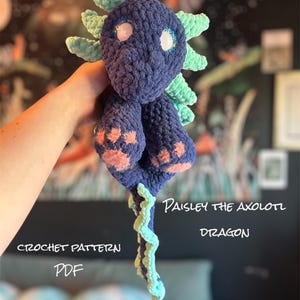 PATTERN Paisley the Axolotl Dragon - Intermediate Crochet PDF Digital Download