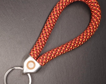 Chaveiro artesanal em corda de escalada | Cores vibrantes | Porta-chaves de corda resistente, chaveiro minimalista para amantes de escalada e aventuras ao ar livre