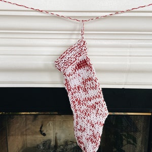 STOCKING KNITTING PATTERN ⨯ Knit Christmas Stocking ⨯ Home Decor ⨯ Peppermint Christmas Stocking