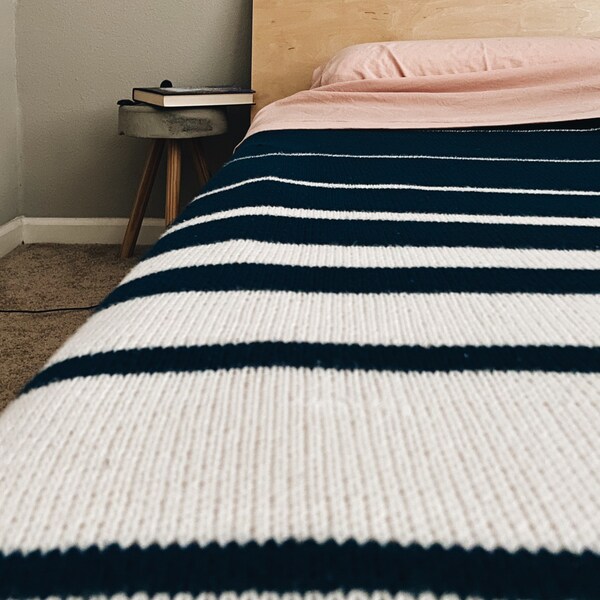 BLANKET KNITTING PATTERN ⨯ Blanket, Afghan, Throw ⨯ Striped ⨯ Home Decor ⨯ Fibonacci Blanket ⨯ 6 sizes