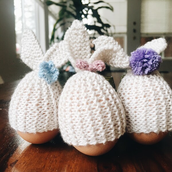 Baby Bunny Easter Egg Cozies KNITTING PATTERN ⨯ Knitted Food Cozy ⨯ Knit Easter ⨯ Easter Bunnies ⨯ egg cosy