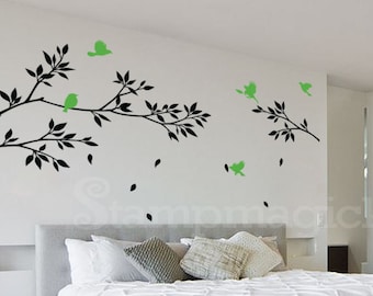 Tree Branches Wall Decal with Birds - Branch Decal - Home Decor - Vinyl Wall Art - K021B