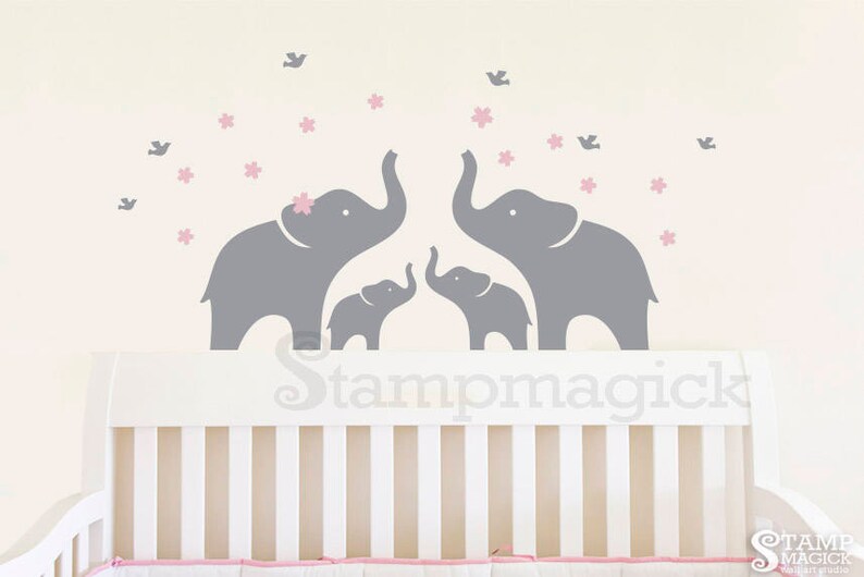 Nursery Elephants Wall Decal Baby Room Art Home Décor
