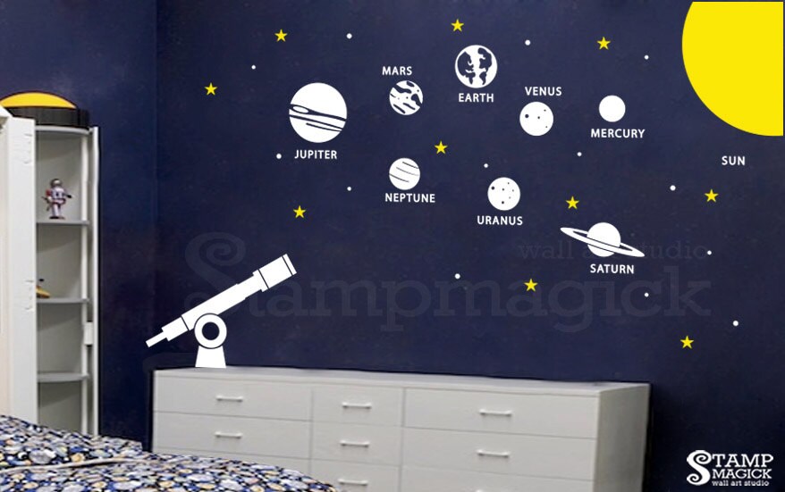 Solar System Wall Decal Outer Space Theme Vinyl Etsy