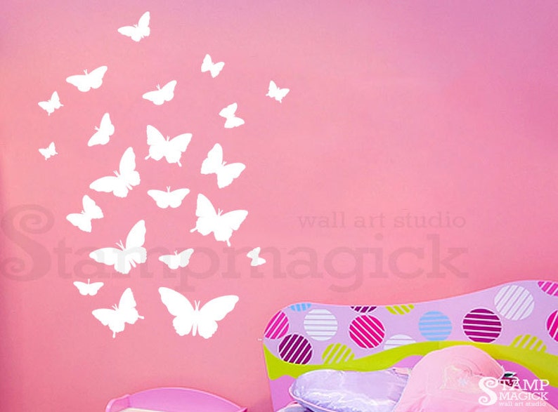 butterflies wall decal vinyl stickers white or choose color | etsy