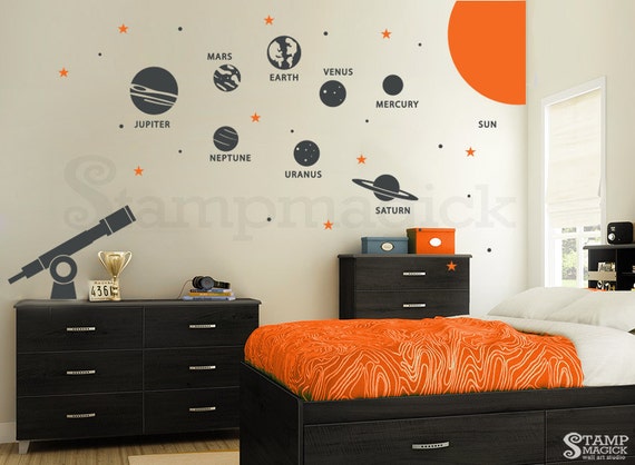 Planets Wall Decal Solar System Vinyl Wall Decor Outer Space Wall Art Graphics Vinyl Wall Decal For Bedroom K219r
