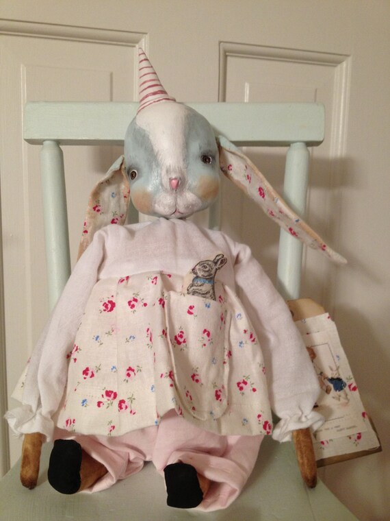 Items similar to Primitive Vintage Inspired Bunny Doll on Etsy