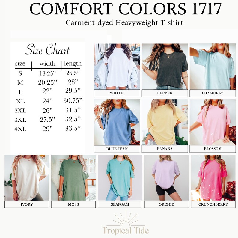 a women's t - shirt with different colors and sizes