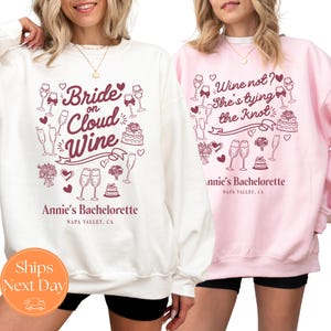 Bride on Cloud Wine Bachelorette Party Sweatshirts | Custom Bachelorette Party Hoodies | Luxury Bachelorette Crewneck | Wine Bachelorette