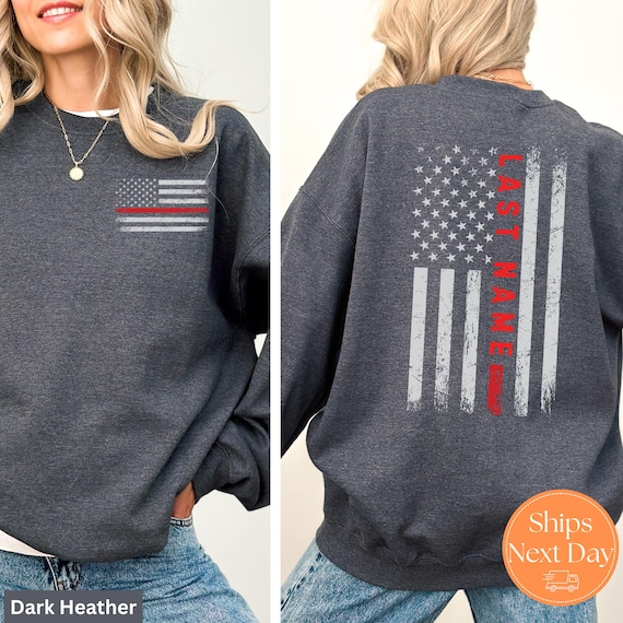Custom Last Name Firefighter Sweatshirt | Personalized Fireman Crewneck | First Responder Sweatshirt | Gift for firefighter | Fire Chief