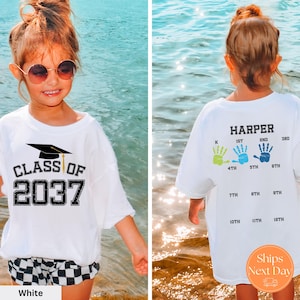 Class Of 2038 Handprint Shirt | Grow With Me Shirt | 2038 Graduation Gift | Last Day of School Tee | Kindergarten to high school tshirt