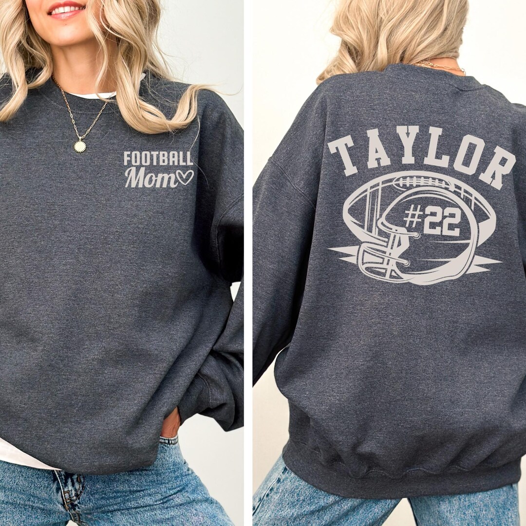 Check Football Mom in Black Sweatshirt