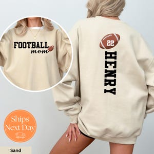 Football Mom Sweatshirt With Kids Name & Jersey Number | Football Mom Crewneck | Cute Football Season Mama Hoodie | Custom Football t-shirt