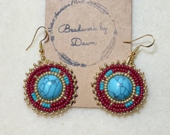 Flat stitch seed bead earrings