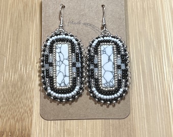 Flat stitch seed bead earrings