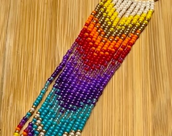 Long fringe seed bead earrings