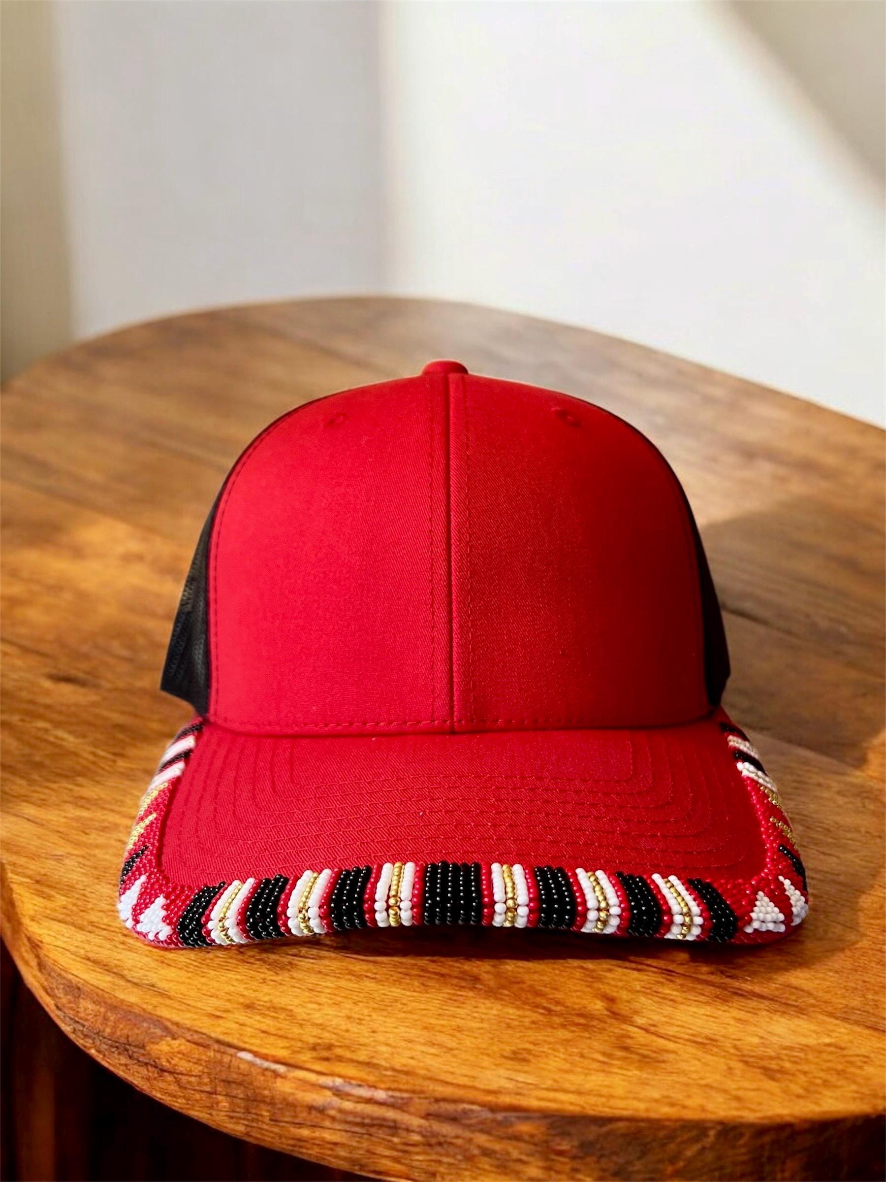 Natve Beaded Baseball Cap. Hat Flat Bll. Up Rver. Down - Etsy