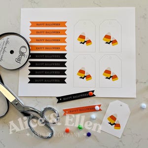 Printable Halloween Gift Tag, Candy Corn Gift Tag, Skeleton Tag, Halloween Tag, Printable Tags