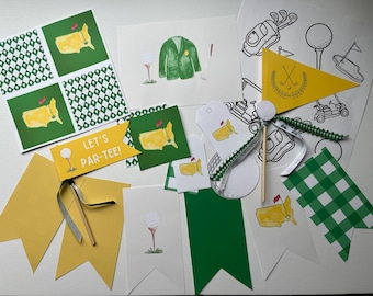Masters Golf Party Printable, Masters party, banner, golf party, golf printables, printable banner, watercolor Masters art, Masters golf art
