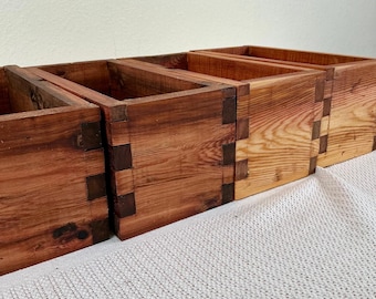 Handmade Cedar Planter Box: Modern Rustic Herb Garden Container (12"x6")